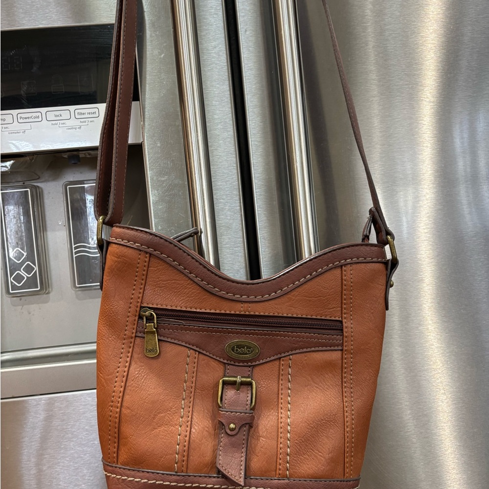 Bolo Two-Tone Leather Crossbody Bag